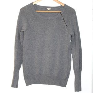 J Crew Grey Zipper CrewNeck LS sweater womens S